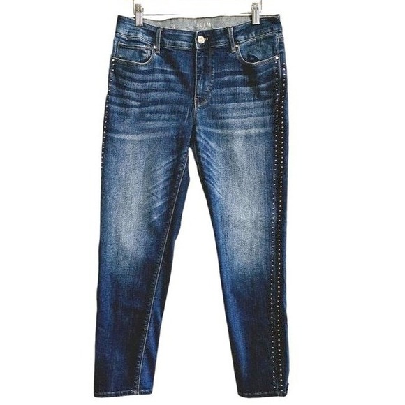 White House Black Market Denim - White House Black Market Slim Ankle Studded Jeans Size 10 Mid Wash